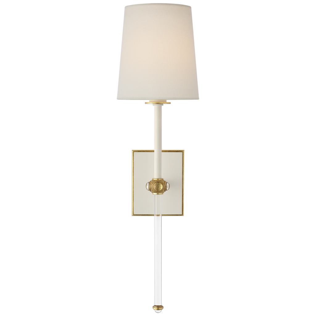 Matte White and Crystal with Linen Shade